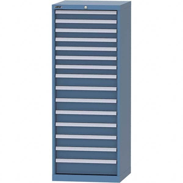 LISTA - 15 Drawer, 84 Compartment Bright Blue Steel Modular Storage Cabinet - USA Tool & Supply