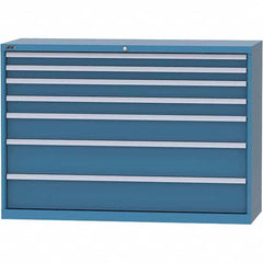 LISTA - 7 Drawer, 84 Compartment Bright Blue Steel Modular Storage Cabinet - USA Tool & Supply