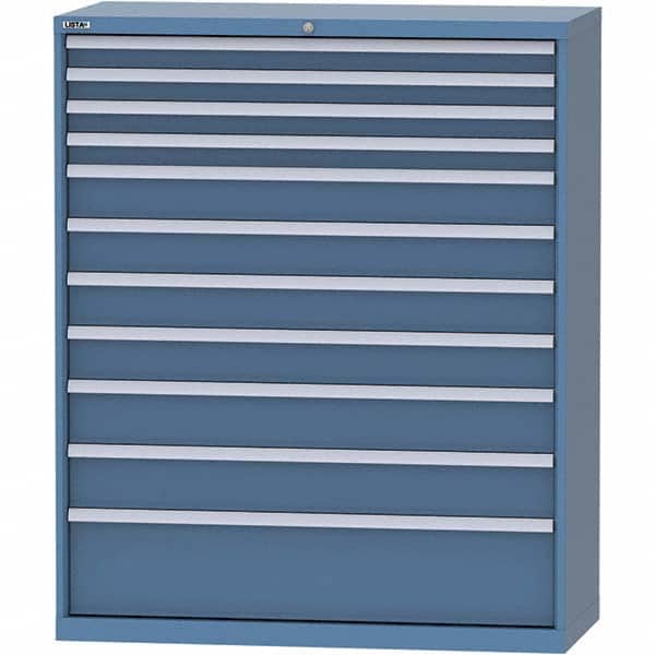 LISTA - 11 Drawer, 99 Compartment Bright Blue Steel Modular Storage Cabinet - USA Tool & Supply