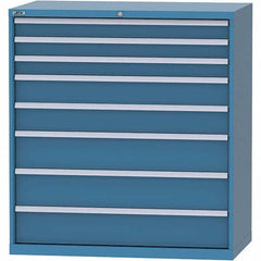 LISTA - 8 Drawer, 99 Compartment Bright Blue Steel Modular Storage Cabinet - USA Tool & Supply