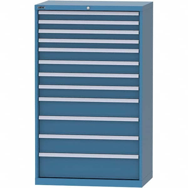 LISTA - 12 Drawer, 84 Compartment Bright Blue Steel Modular Storage Cabinet - USA Tool & Supply