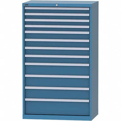 LISTA - 12 Drawer, 84 Compartment Bright Blue Steel Modular Storage Cabinet - USA Tool & Supply