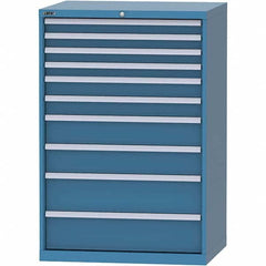 LISTA - 10 Drawer, 84 Compartment Bright Blue Steel Modular Storage Cabinet - USA Tool & Supply