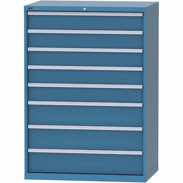 LISTA - 8 Drawer, 99 Compartment Bright Blue Steel Modular Storage Cabinet - USA Tool & Supply