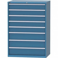 LISTA - 8 Drawer, 99 Compartment Bright Blue Steel Modular Storage Cabinet - USA Tool & Supply