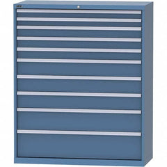 LISTA - 10 Drawer, 99 Compartment Bright Blue Steel Modular Storage Cabinet - USA Tool & Supply