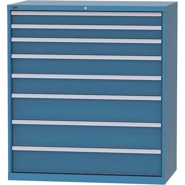 LISTA - 8 Drawer, 159 Compartment Bright Blue Steel Modular Storage Cabinet - USA Tool & Supply