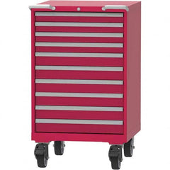 LISTA - 10 Drawer, 45 Compartment Red Steel Modular Storage Cabinet - USA Tool & Supply