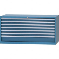 LISTA - 7 Drawer, 84 Compartment Bright Blue Steel Modular Storage Cabinet - USA Tool & Supply