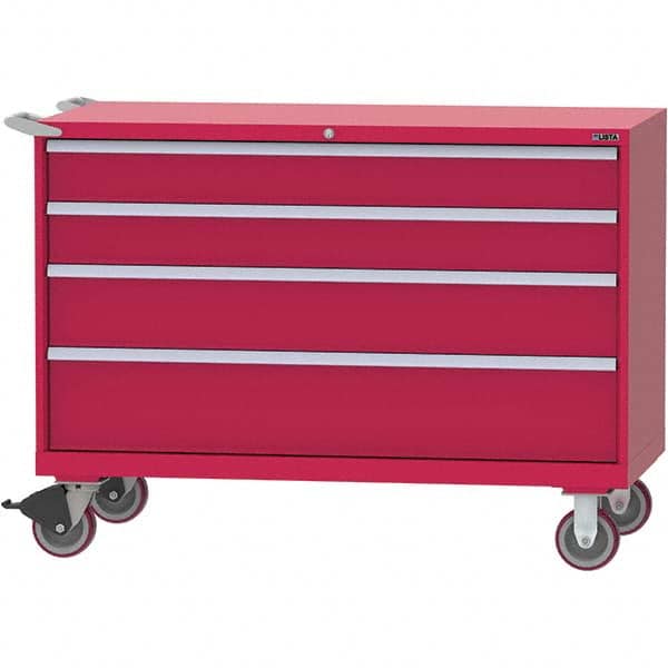 LISTA - 4 Drawer, 84 Compartment Bright Blue Steel Modular Storage Cabinet - USA Tool & Supply