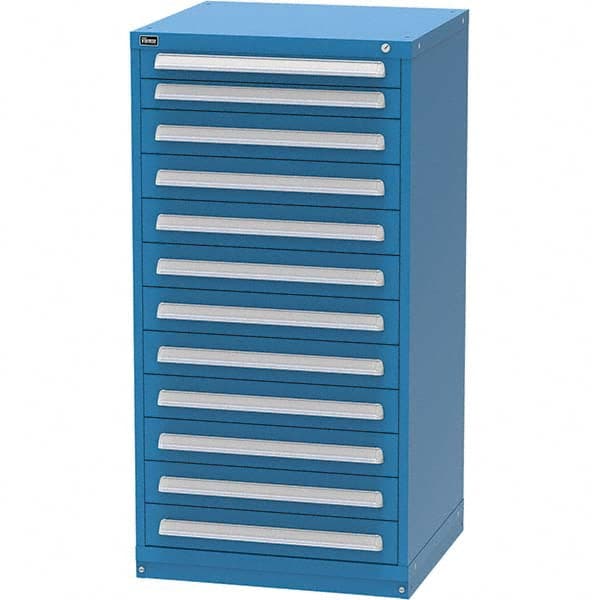 Vidmar - 12 Drawer, 344 Compartment Bright Blue Steel Modular Storage Cabinet - USA Tool & Supply