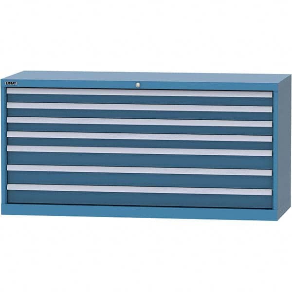 LISTA - 7 Drawer, 84 Compartment Bright Blue Steel Modular Storage Cabinet - USA Tool & Supply