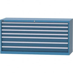 LISTA - 7 Drawer, 84 Compartment Bright Blue Steel Modular Storage Cabinet - USA Tool & Supply