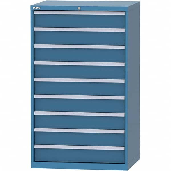 LISTA - 9 Drawer, 84 Compartment Bright Blue Steel Modular Storage Cabinet - USA Tool & Supply