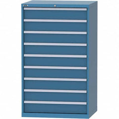 LISTA - 9 Drawer, 84 Compartment Bright Blue Steel Modular Storage Cabinet - USA Tool & Supply