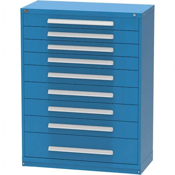 Vidmar - 9 Drawer, 45 Compartment Bright Blue Steel Modular Storage Cabinet - USA Tool & Supply
