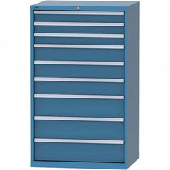 LISTA - 9 Drawer, 84 Compartment Bright Blue Steel Modular Storage Cabinet - USA Tool & Supply