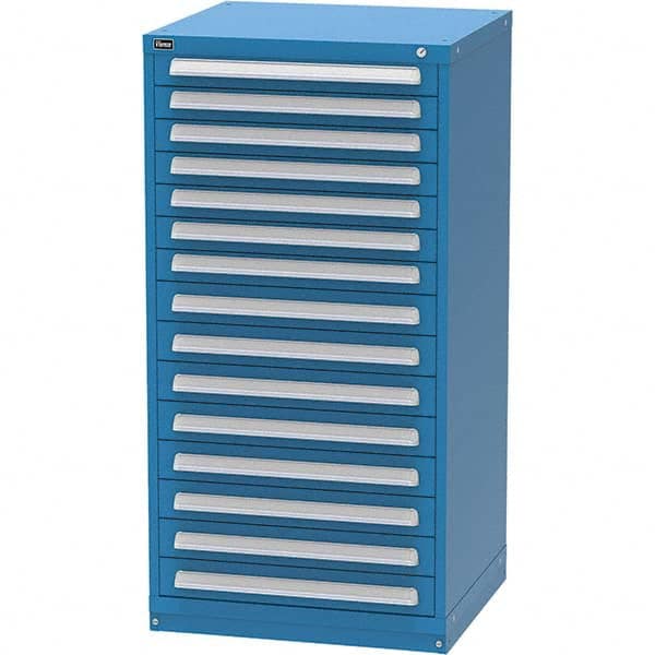 Vidmar - 15 Drawer, 344 Compartment Bright Blue Steel Modular Storage Cabinet - USA Tool & Supply