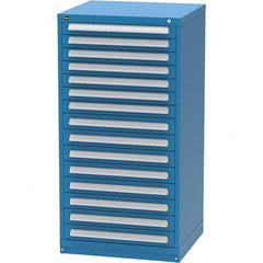 Vidmar - 15 Drawer, 344 Compartment Bright Blue Steel Modular Storage Cabinet - USA Tool & Supply