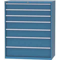 LISTA - 7 Drawer, 159 Compartment Bright Blue Steel Modular Storage Cabinet - USA Tool & Supply