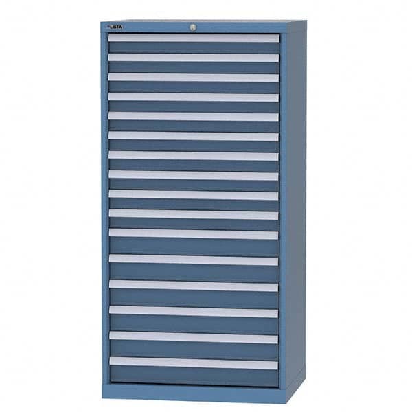 LISTA - 15 Drawer, 93 Compartment Bright Blue Steel Modular Storage Cabinet - USA Tool & Supply