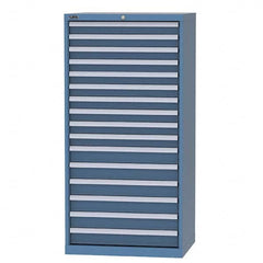 LISTA - 15 Drawer, 93 Compartment Bright Blue Steel Modular Storage Cabinet - USA Tool & Supply