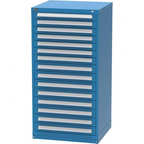 Vidmar - 15 Drawer, 124 Compartment Bright Blue Steel Modular Storage Cabinet - USA Tool & Supply