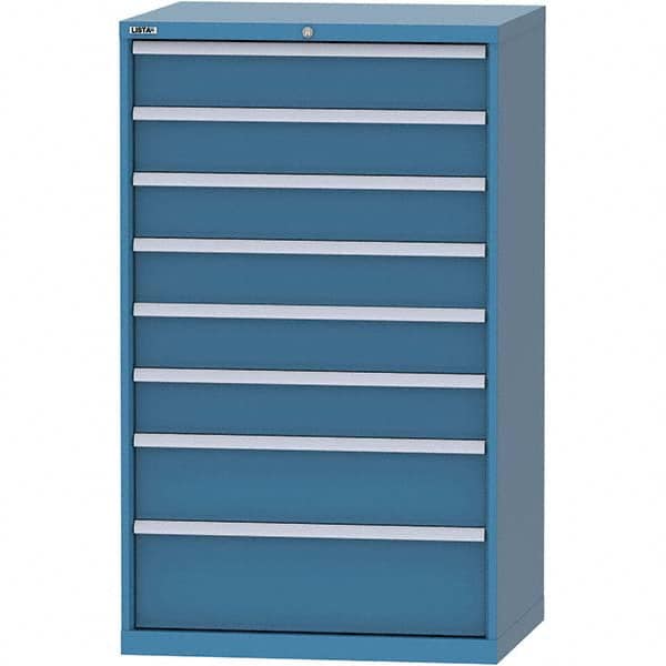 LISTA - 8 Drawer, 84 Compartment Bright Blue Steel Modular Storage Cabinet - USA Tool & Supply