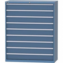 LISTA - 9 Drawer, 99 Compartment Bright Blue Steel Modular Storage Cabinet - USA Tool & Supply