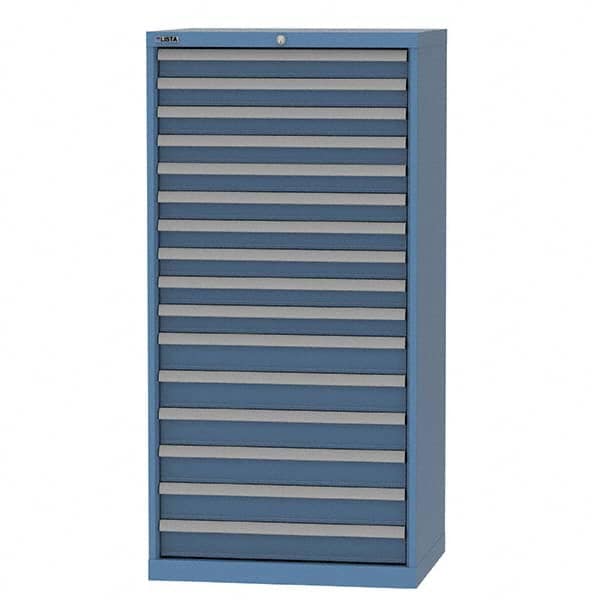 LISTA - 16 Drawer, 93 Compartment Bright Blue Steel Modular Storage Cabinet - USA Tool & Supply