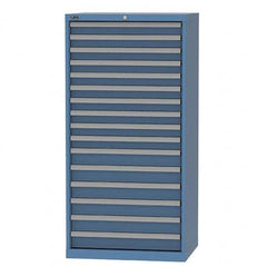 LISTA - 16 Drawer, 93 Compartment Bright Blue Steel Modular Storage Cabinet - USA Tool & Supply