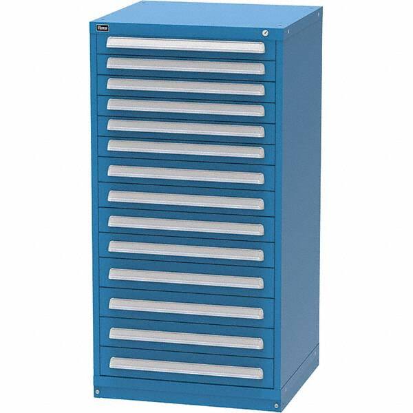 Vidmar - 14 Drawer Bright Blue Steel Modular Storage Cabinet - USA Tool & Supply