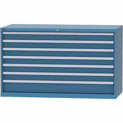 LISTA - 7 Drawer, 84 Compartment Bright Blue Steel Modular Storage Cabinet - USA Tool & Supply
