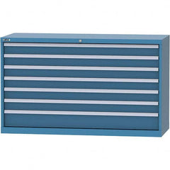 LISTA - 7 Drawer, 84 Compartment Bright Blue Steel Modular Storage Cabinet - USA Tool & Supply