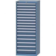 LISTA - 16 Drawer, 84 Compartment Bright Blue Steel Modular Storage Cabinet - USA Tool & Supply