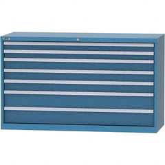 LISTA - 7 Drawer, 84 Compartment Bright Blue Steel Modular Storage Cabinet - USA Tool & Supply