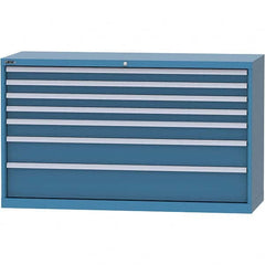 LISTA - 7 Drawer, 84 Compartment Bright Blue Steel Modular Storage Cabinet - USA Tool & Supply