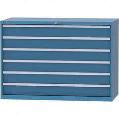LISTA - 6 Drawer, 84 Compartment Bright Blue Steel Modular Storage Cabinet - USA Tool & Supply