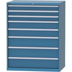 LISTA - 8 Drawer, 99 Compartment Bright Blue Steel Modular Storage Cabinet - USA Tool & Supply