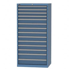 LISTA - 14 Drawer, 93 Compartment Bright Blue Steel Modular Storage Cabinet - USA Tool & Supply