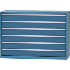 LISTA - 6 Drawer, 84 Compartment Bright Blue Steel Modular Storage Cabinet - USA Tool & Supply