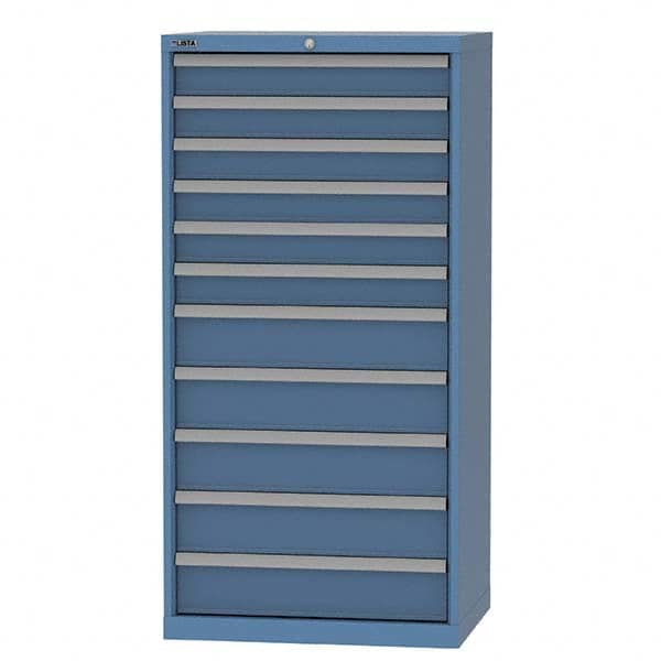 LISTA - 11 Drawer, 93 Compartment Bright Blue Steel Modular Storage Cabinet - USA Tool & Supply