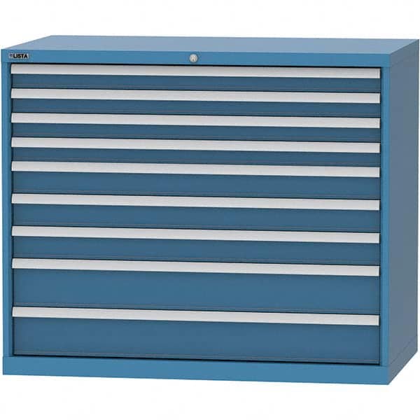 LISTA - 9 Drawer, 99 Compartment Bright Blue Steel Modular Storage Cabinet - USA Tool & Supply