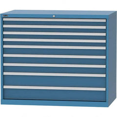 LISTA - 9 Drawer, 99 Compartment Bright Blue Steel Modular Storage Cabinet - USA Tool & Supply