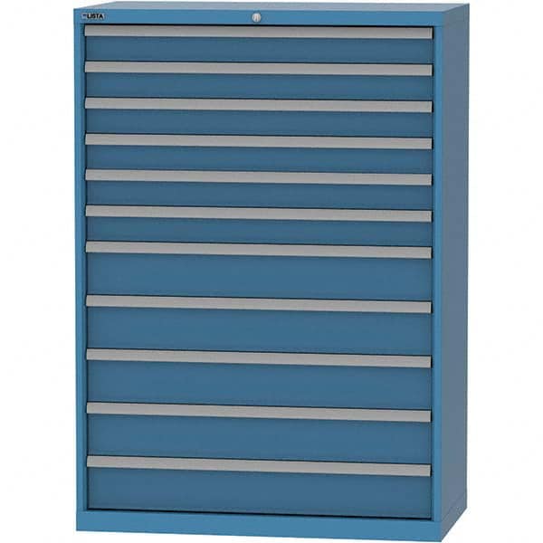 LISTA - 11 Drawer, 84 Compartment Bright Blue Steel Modular Storage Cabinet - USA Tool & Supply