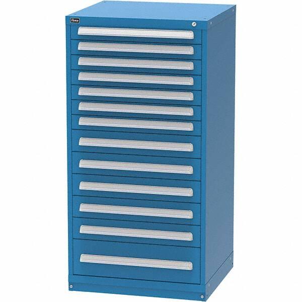 Vidmar - 13 Drawer, 344 Compartment Bright Blue Steel Modular Storage Cabinet - USA Tool & Supply