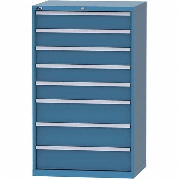LISTA - 8 Drawer, 84 Compartment Bright Blue Steel Modular Storage Cabinet - USA Tool & Supply