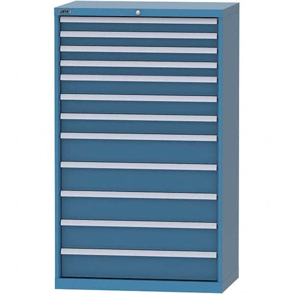 LISTA - 12 Drawer, 84 Compartment Bright Blue Steel Modular Storage Cabinet - USA Tool & Supply