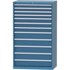 LISTA - 12 Drawer, 84 Compartment Bright Blue Steel Modular Storage Cabinet - USA Tool & Supply