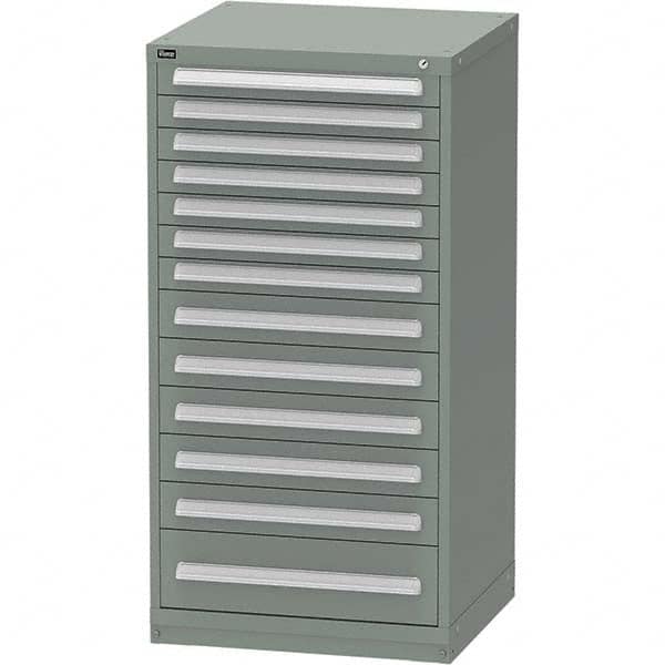 Vidmar - 13 Drawer, 45 Compartment Vidmar Green Steel Modular Storage Cabinet - USA Tool & Supply